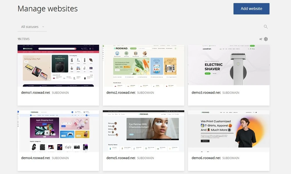 Manage multiple websites